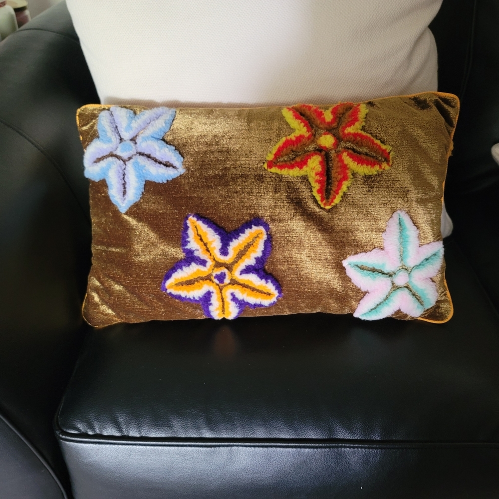 70s flower power  velour pillow